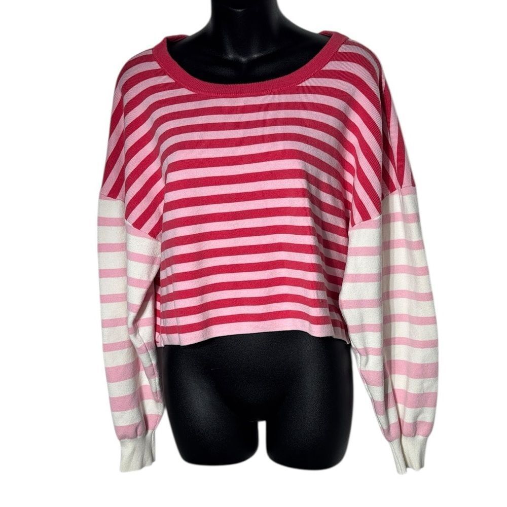 Anthropologie daily practice women’s‎ large striped colorblock crop sweater
